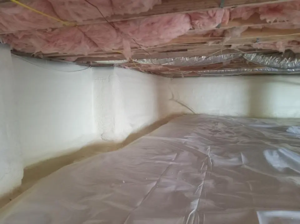 Crawl space encapsulation with closed-cell spray foam for Roof Waterproofing in Jericho